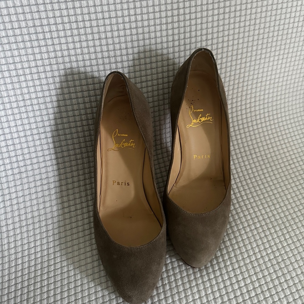 Christian Louboutin Argotik Suade Women's Gray Heels Size 37